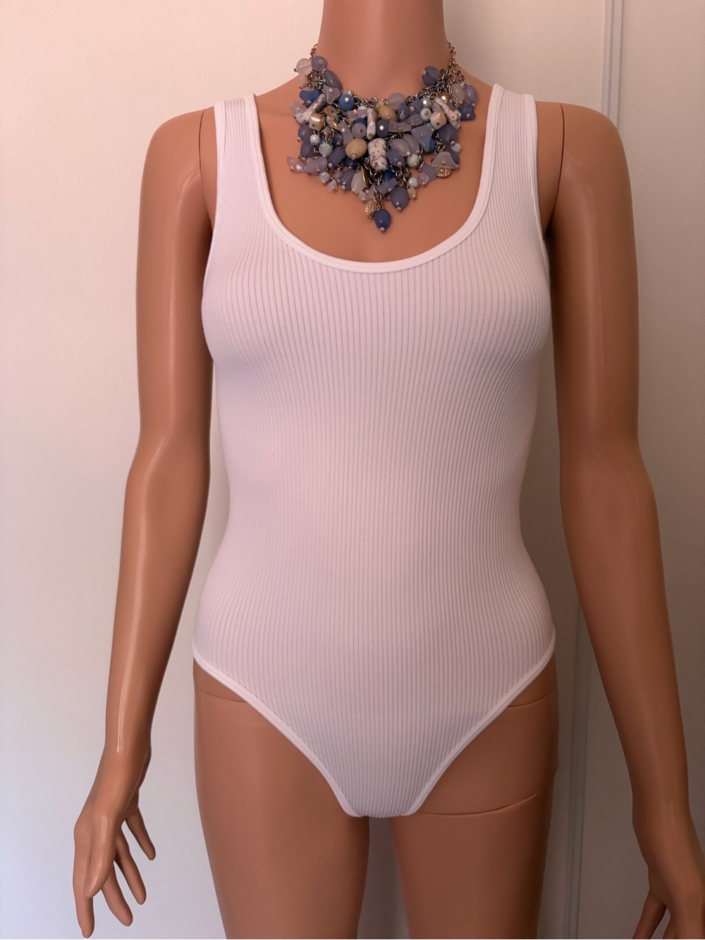 Zara White Sleeveless Stretch Bodysuit